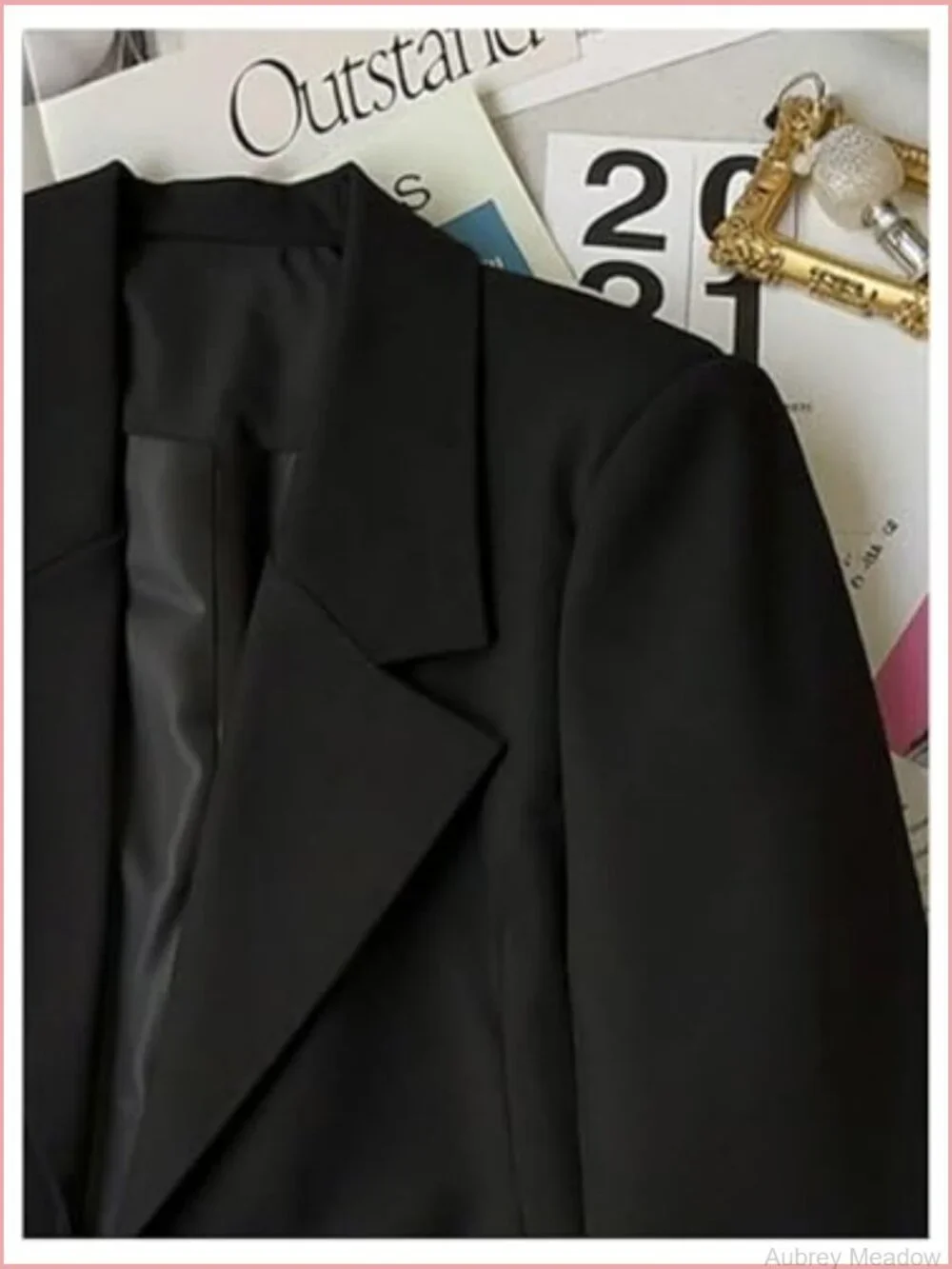 Cropped Blazer Business Casual Lapel Collar Button Front Suit Jacket